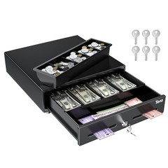13″ Cash Register Drawer for POS System – 4 Bill, 5 Coin Tray, Auto Open, Key-Lo