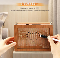 10,000 Savings Challenge Box, Cash Vault Wooden Money Savings Box 10000 Dollar,