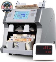 9900R V2 2-Pocket Premium Bank Grade Money Counter Machine Mixed Denomination, B