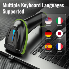 Barcode Scanner Wireless Versatile 2-In-1 (2.4Ghz Wireless+Usb 2.0 Wired) with B