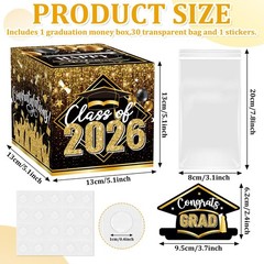 Graduation Money Box Cash Gift Pull Black Gold 2026 Grad Surprise Funny DIY