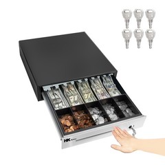 16inch Heavy Duty Manual Push-Open Cash Drawer with 5Bill/5Coin, Removable Ti…