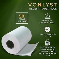Vonlyst Thermal Paper Roll for Clover Flex Receipt Paper 2 1/4 x 55 (50 rolls)