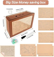 Cash Vault Wooden Money Savings Box, 10000 Savings Challenge Box