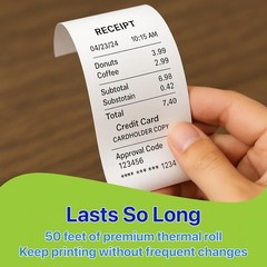 Thermal Paper Rolls [2 1/4″ X 50 Ft] X [10 Rolls] Bpa-Free Receipt Paper for POS