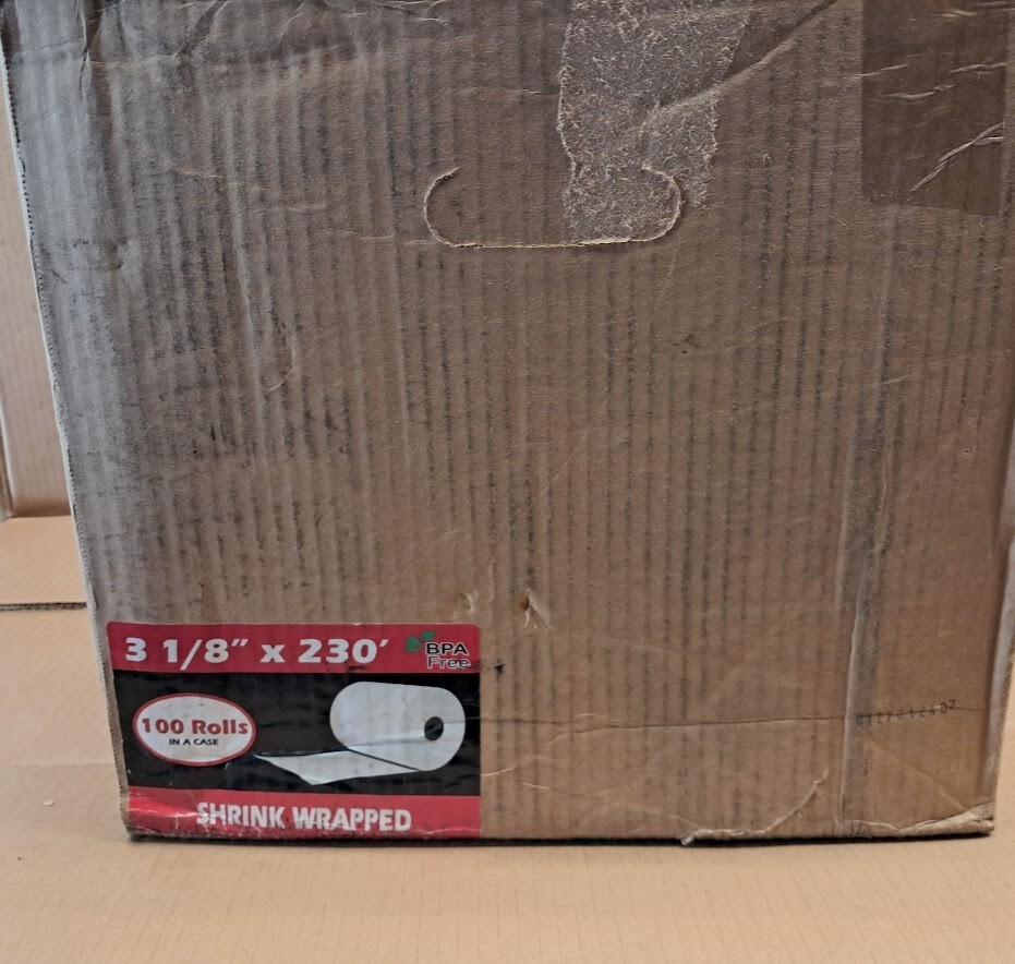 3-1/8″ x 230′ (100 Rolls) Thermal Paper 3″ dia Cash Register Rolls BPA Free