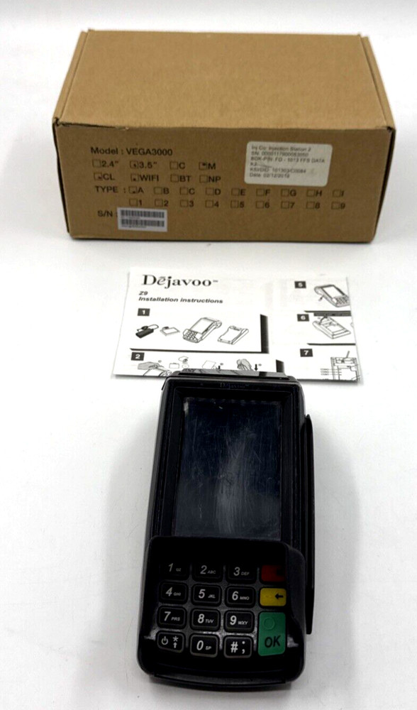 Dejavoo Z9 3.5″ VEGA3000 LCD POS Credit Card Terminal No Power Cord / Tested