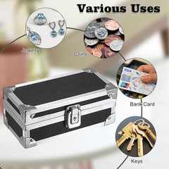 Cash Box with Lock, Aluminium Alloy Money Box for Cash Lockable Money Storage Bo