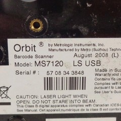Lot of 2 Honeywell Metrologic Orbit MS7120 Laser USB Hands Free Barcode Scanner