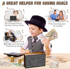Wooden Money Saving Box, Cash Vault Savings Box for $10000 $5000 $3000 $1000 $80