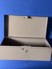 Vintage Lit-Ning Money Cash Box Cash Lock Box Beige No Key