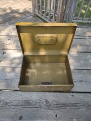 Vintage ASCO Art Steel Co New York OD Olive Drab Metal Safe Deposit Box NO KEY