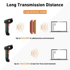 2D Wireless Barcode Scanner, Automatic Bar Code Reader with 1.8 Inch Display …
