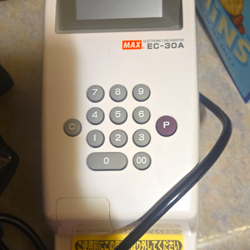 MAX Electronic Checkwriter EC-30A Portable Wired Single Feed E13-B MICR 120V