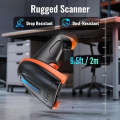 Tera Barcode Scanner Wireless 1D Laser Cordless Reader with Orange