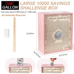 10000 Money Saving Box with Lock, Large Wooden 10k Savings Challenge Box $10,…