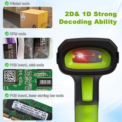 Upgraded 2D Wireless Industrial Barcode Scanner With Charging Base, Bluetooth…