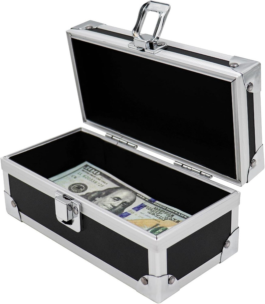 Lockable Cash Box Aluminium Alloy Single Row Currency Tray Money Organizer