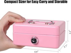 Elegant Pink Cash Box with Key Lock – Secure Metal Money Storage for All Ages