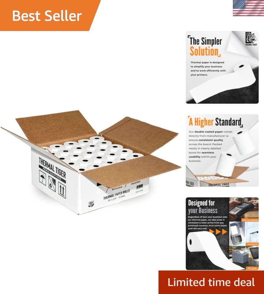 3 1/8 X 230 Thermal Paper Rolls 50 Rolls/Box – BPA-Free Rolls for POS Systems…