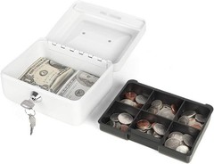 Durable White Cash Box with Key Lock – Ideal for Festivals and Schools, 5.9″