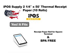 iPOS Supply Receipt Paper 10 Rolls for Square Terminal Credit Card Machine