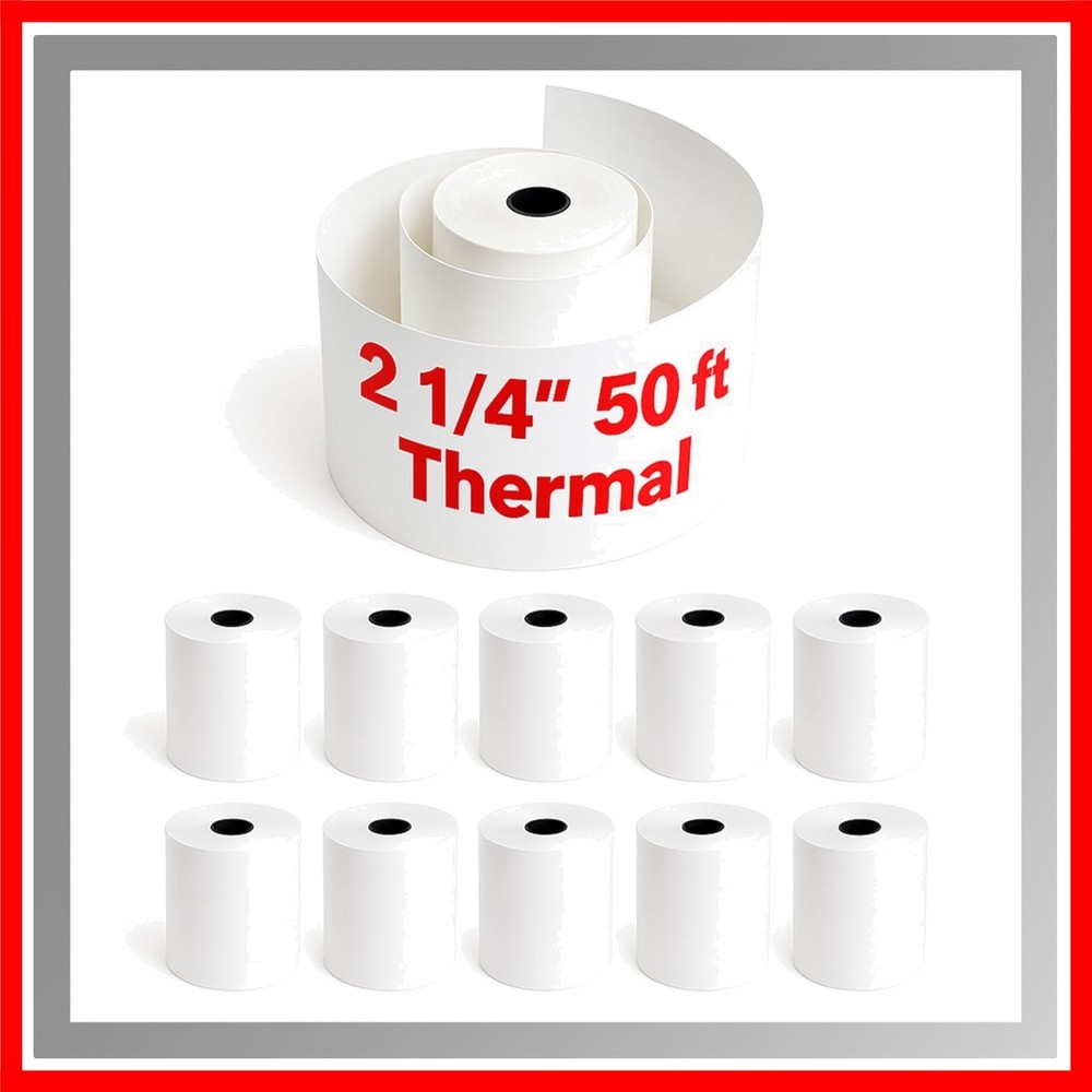 Thermal Paper Rolls [2 1/4″ X 50 Ft] X [10 Rolls] Bpa-Free Receipt Paper for POS