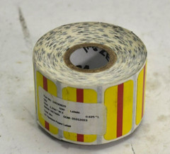 Zebra Direct Thermal Opaque Paper Labels 1.25″ x .625″ Yellow Red Stripe 600 Ct
