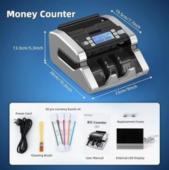 USD EUR Bills Money Counting Machine Cash US Dollar Counter 1300 Bills/min Count