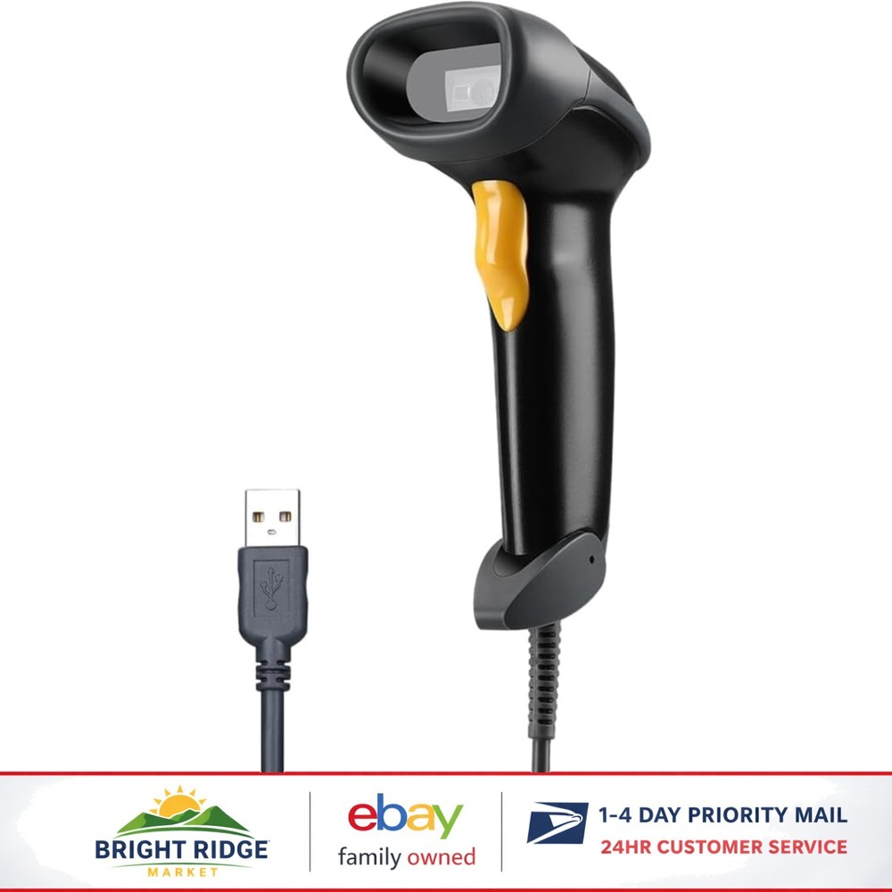 Lightweight Wired Barcode Scanner with High Compatibility for All Major Software