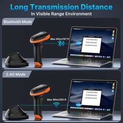 2.4GHz Bluetooth Wireless Barcode Scanner with Cradle and USB Cable for Retail