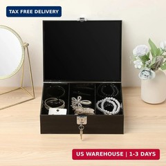 Acrylic Lockable Cash Storage Box 3 Slots Money Holder Cash Organizer Currency T