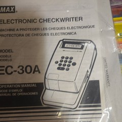 MAX Electronic Checkwriter EC-30A Portable Wired Single Feed E13-B MICR 120V