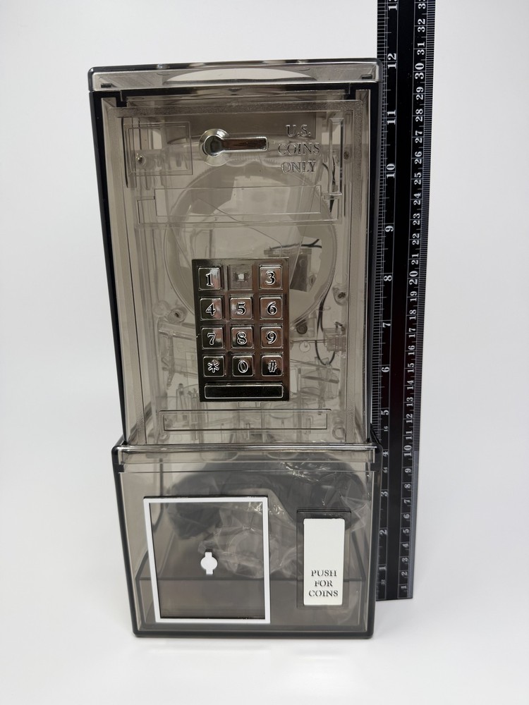 Clear Plastic Payphone Coin Bank Motorized Sorter Telephone Novelty Model 3124