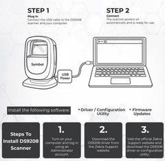 DS9208 Zebra 1D/2D Hands-Free Barcode Scanner, High-Speed Digital Scanning