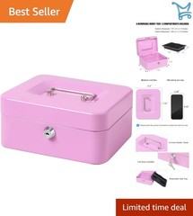 Cash Box Metal Lock Box Light Purple Medium Portable Secure Money & Med Storage