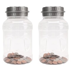 2 PCS Silver Digital Coin Bank Jar Change Counter Piggy Savings Money Box