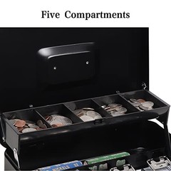 Cash Box with Money Tray and Key Lock Safe for Saving Organizer Drawer 11.8 9.5