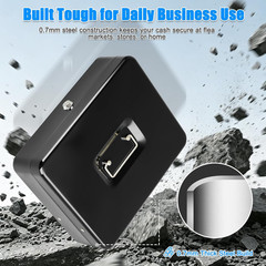 Cash Box with Key Lock–0.7Mm Thick Metal Money Box for Flea Market Vendors, Craf