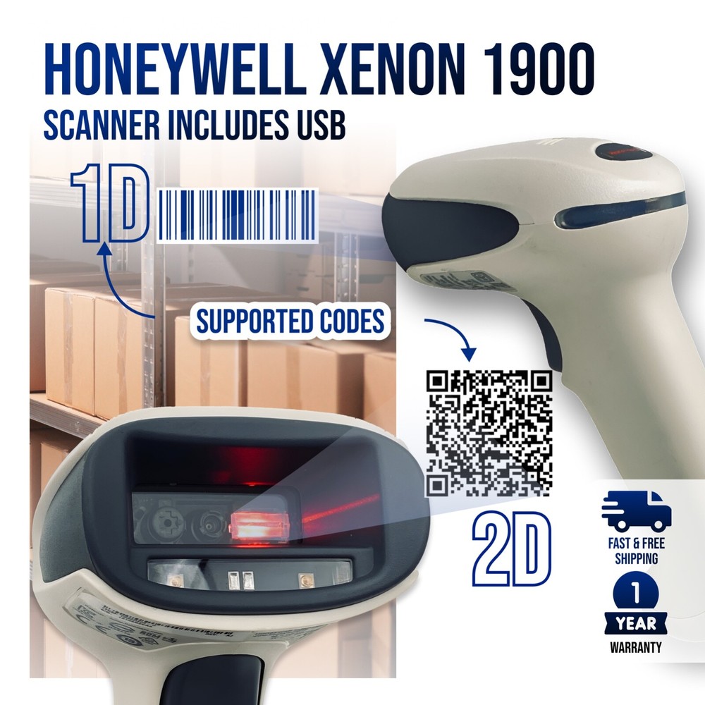 1D 2D QR Barcode Scanner w/USB Cord – Similar to Zebra DS3608 1 YEAR WARRANTY!🔥