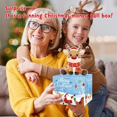 Christmas Money Box for Cash Gift Pull, Surprise Money Holder Cash Gift for K…