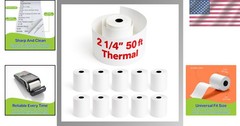 Thermal Paper Rolls [2 1/4″ X 50 Ft] X [10 Rolls] Bpa-Free Receipt Paper for POS
