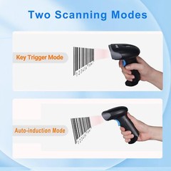 1D 2D QR Barcode Scanner Wireless Handheld Cordless Bar Codes Reader with 200…