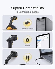 Inateck Bluetooth Barcode Scanner, 2D 1D Wireless Handheld Scanner QR Code