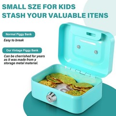 2 Pcs Money Box Cash Box with Lock and Slot, Small Cash Box with Key Lock, Po…