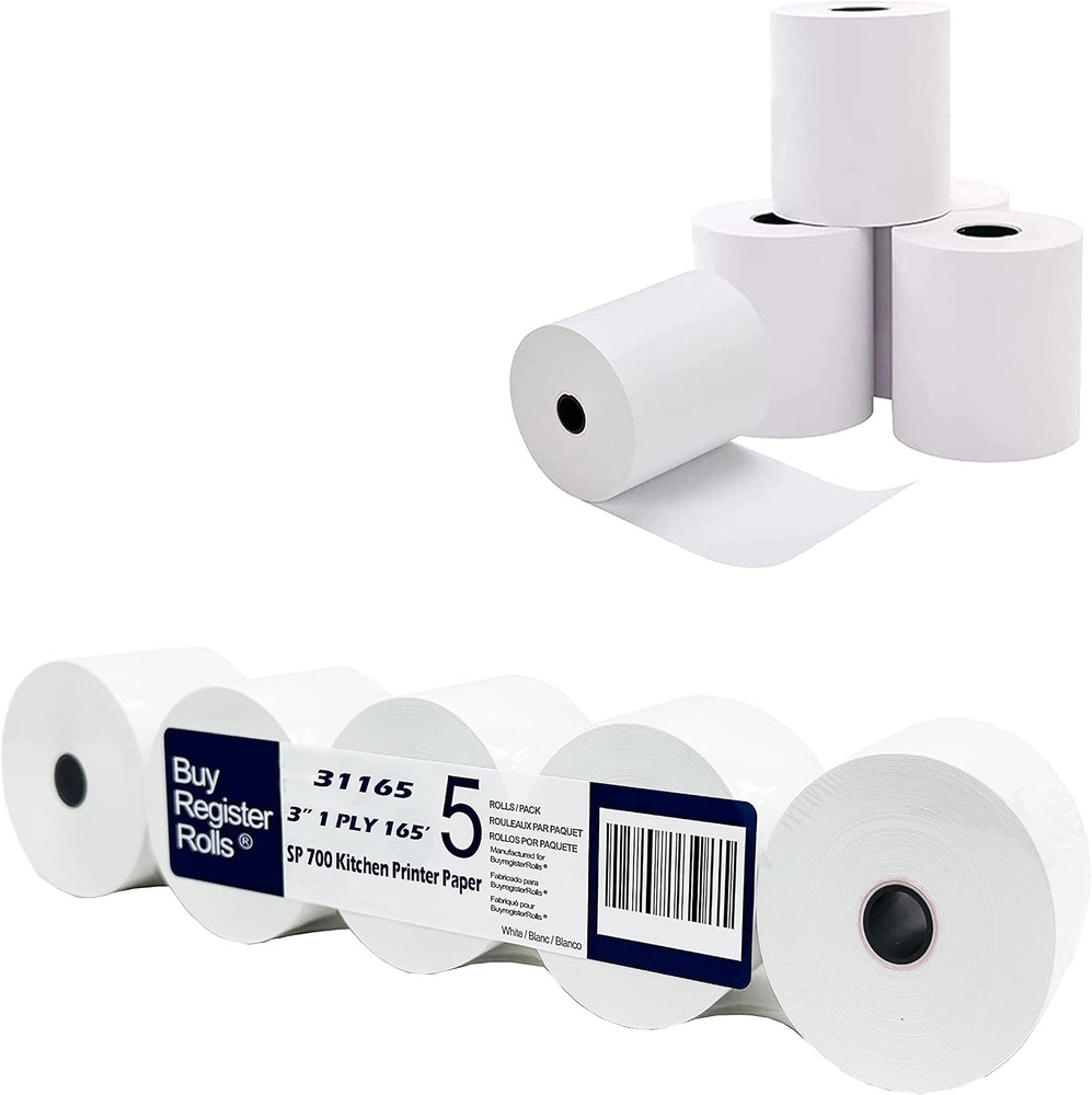 Star SP700 Kitchen Printer Paper (5 Rolls) 3″ X 165′ 1-Ply Bond Receipt POS Cas