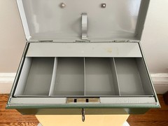 Vintage Green Victa Metal Cash Box with Coin Tray Insert And Key