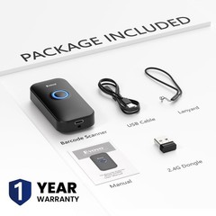 Eyoyo 1D Mini Bluetooth Barcode Scanner, 3-in-1 USB Wired & & black