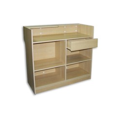 48 In Ledgetop Cash Register Checkout Counter 48″L x 22″D x 42″H Maple