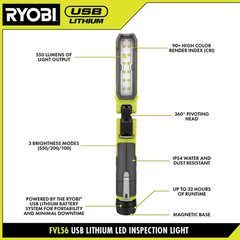 USB Lithium Inspection Light Kit with 2.0 Ah Battery and Charging Cable with USB